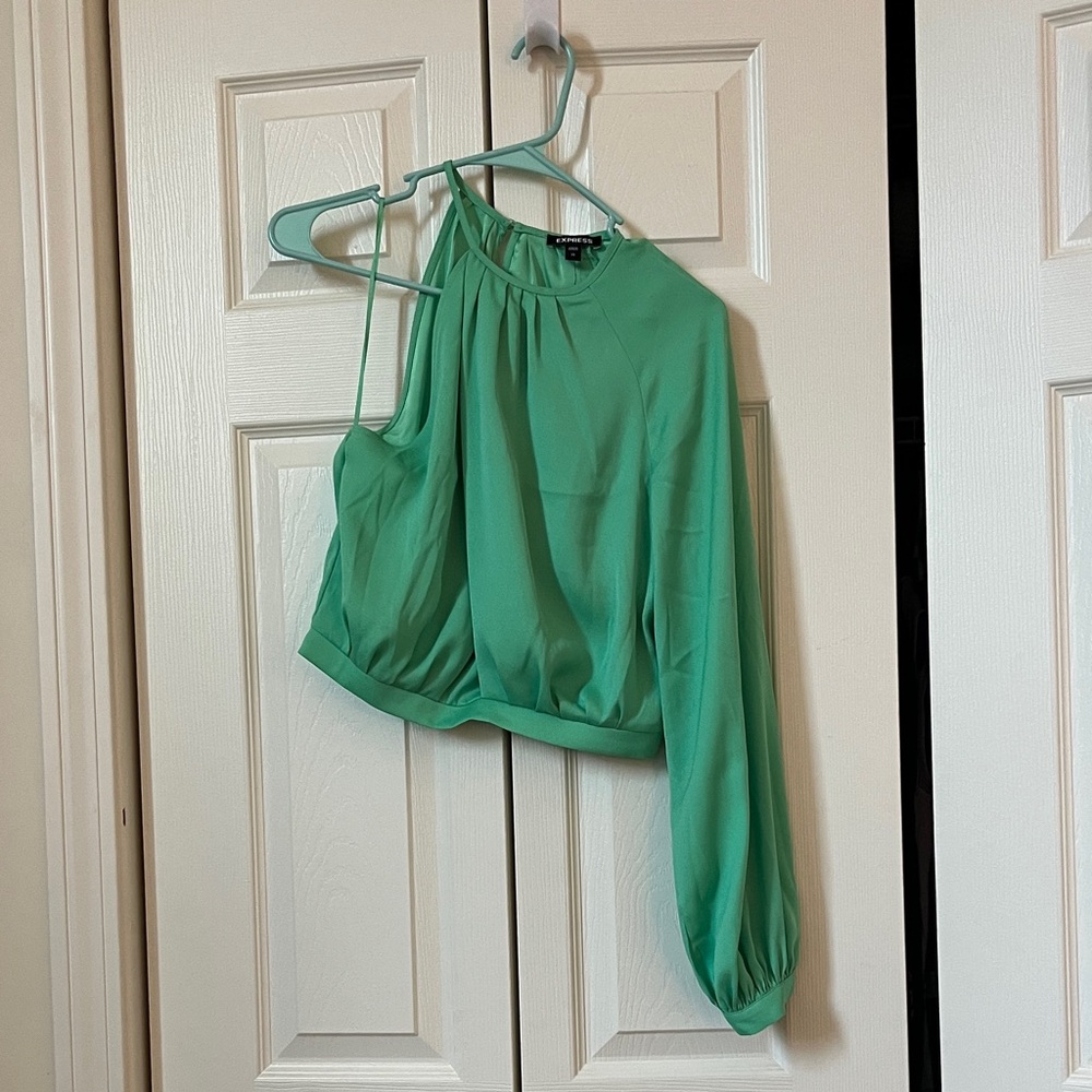 Green One-Shoulder Women's Top